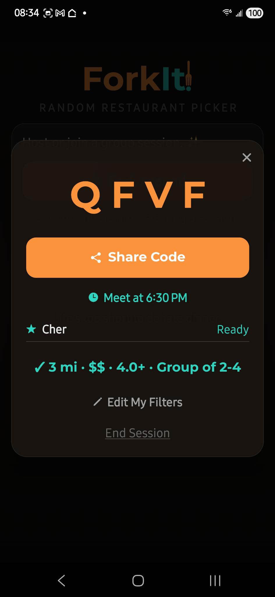 Fork Around session lobby